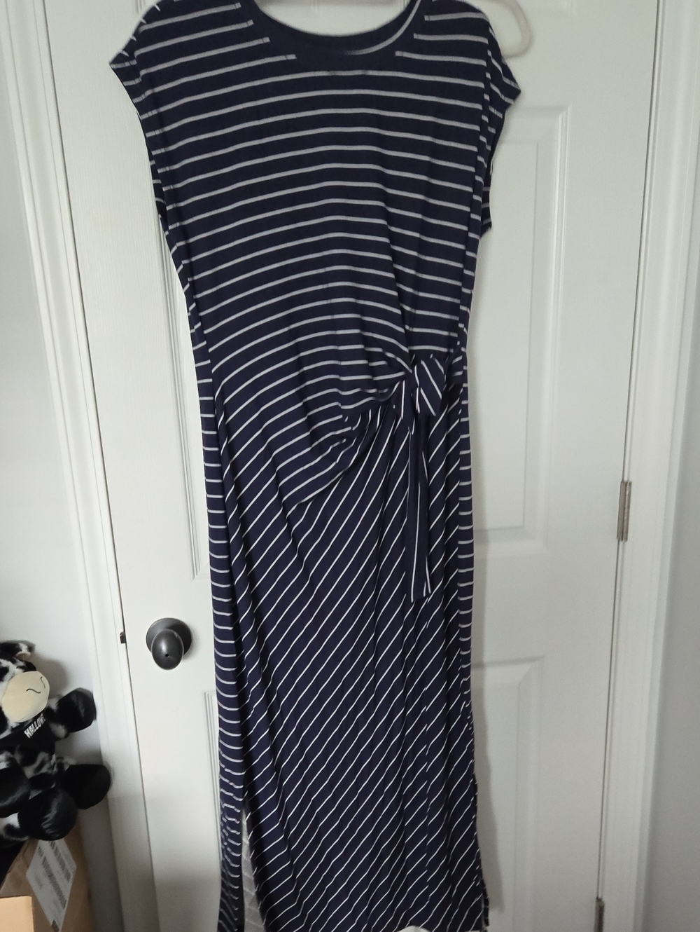 Tribal Navy and White Striped Maxi with Side Knot